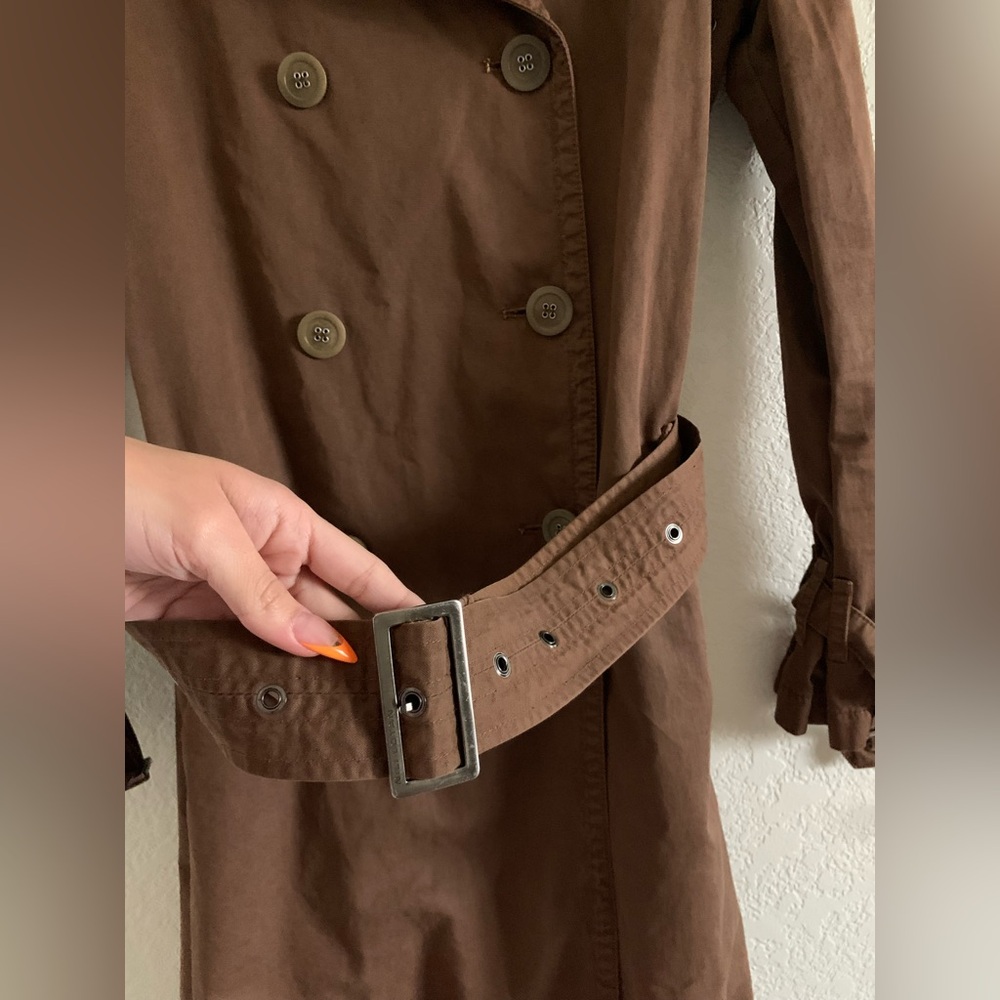 Nili Lotan Brown Double-Breasted Trench Coat - Picture 8 of 14